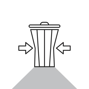 Atık simge çizgi sembolünü küçült. Moda tarzında birinci kalite izole edilmiş çöp kutusu ögesi. Vektör