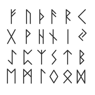 Runik Alfabe, Eski Futhark. Vektör Simgeleri Ayarlandı.