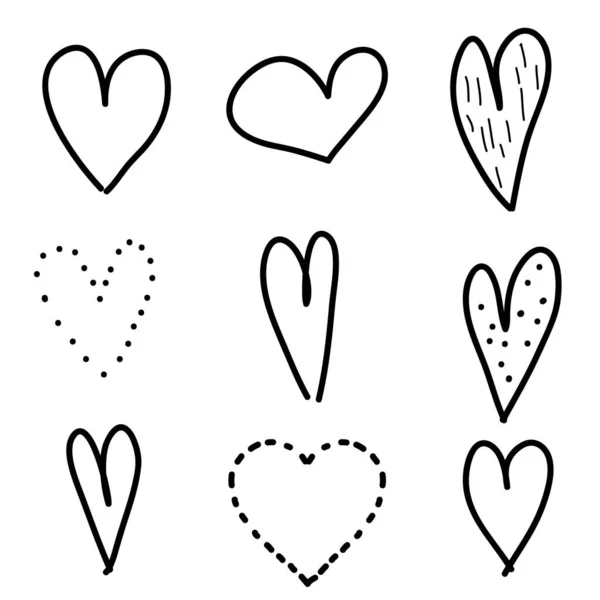 Ручное Рисование Гранж Сердца Изолированном Белом Фоне Набор Знаков Любви — стоковый вектор