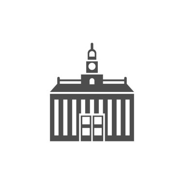 Beyaz arkaplanda Glyph Bağımsızlık Salonu vektör simgesi.