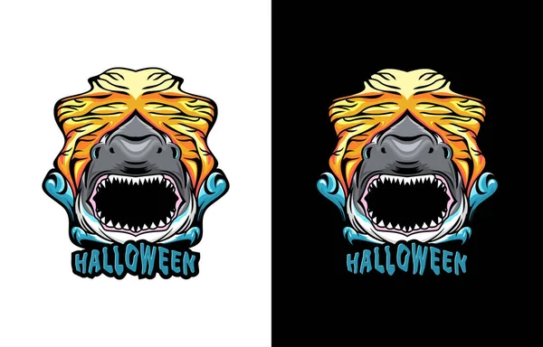 Halloween Com Conceito Tubarão Vetor Design — Vetor de Stock