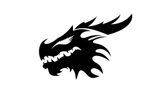 ドラゴンの頭のロゴのシルエットベクトル — ストックベクタ