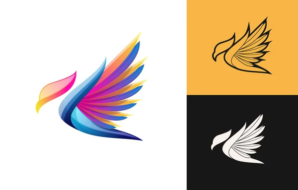 Renkli Stil Tasarım Vektörlü Kuş Logosu — Stok Vektör