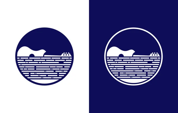 Λογότυπο Κιθάρας Διάνυσμα Σχεδίασης Παραλίας — Διανυσματικό Αρχείο