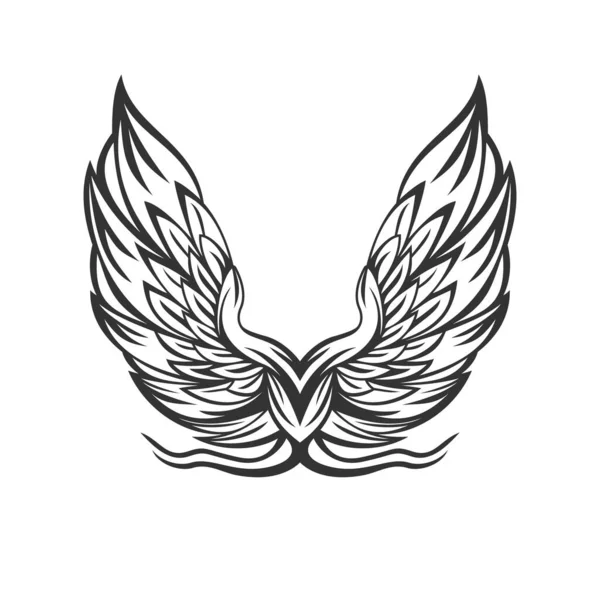 Wings Line Art Style Design Vector — Vector de stock