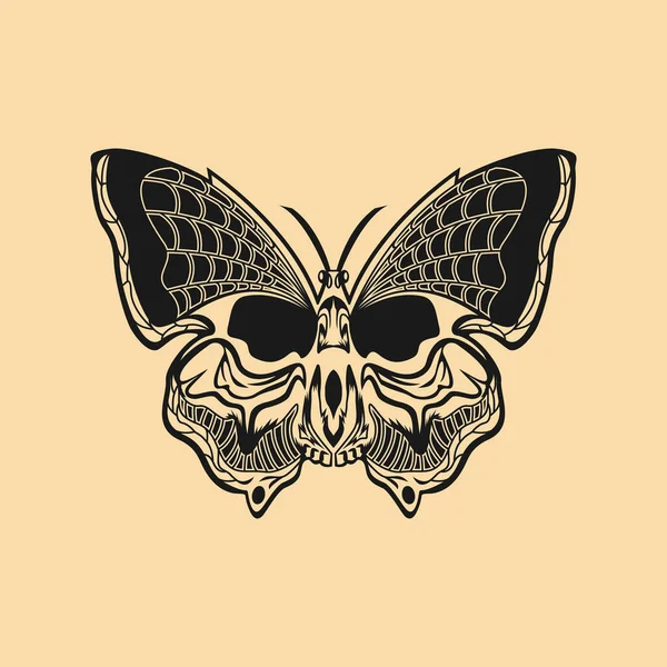 具有骷髅概念设计向量的蝴蝶 图库插图