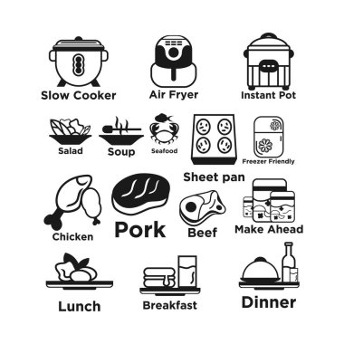 Gıda simgesi tasarım vektör şablonunu ayarla