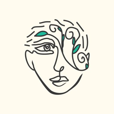 Kız tasarımı ile yüz çizgisi sanatı 