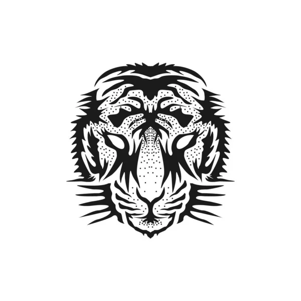 Cabeça Tigre Com Vetor Design Estilo Desenhado Mão —  Vetores de Stock