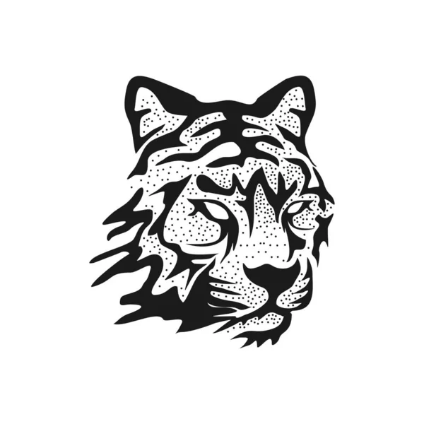 Cabeça Tigre Com Vetor Design Estilo Desenhado Mão — Vetor de Stock