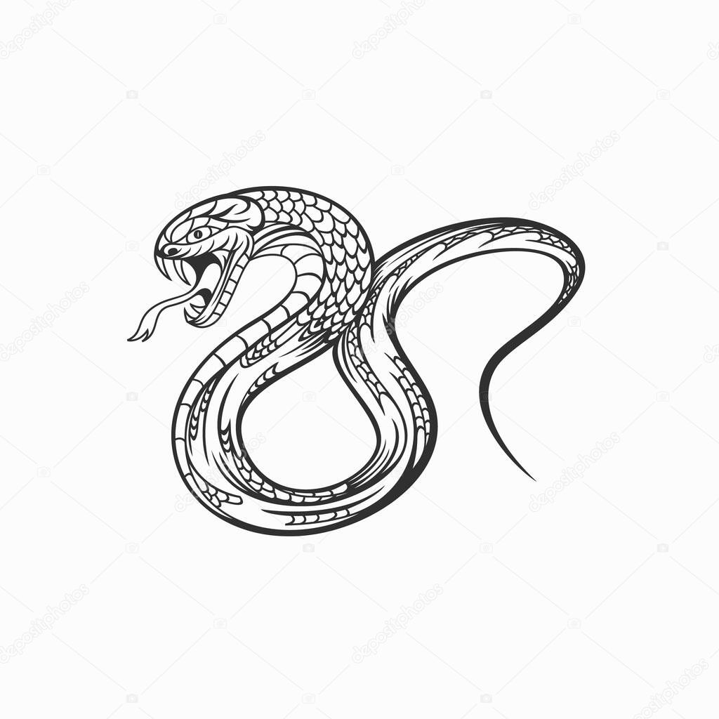 Snake logo animal  silhouette  design vector