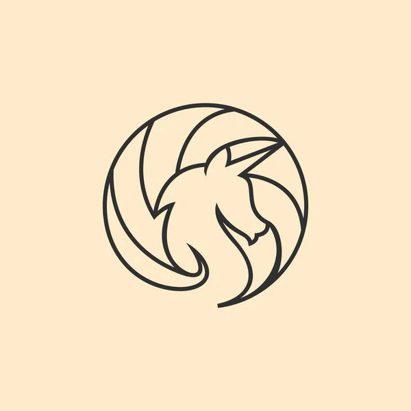 Unicornio Animal Con Vector Diseño Estilo Arte Línea — Vector de stock