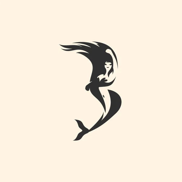 Mermaid Logo Silhouette Design Vector — стоковый вектор