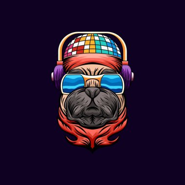 Müzik konsepti tasarım vektörü olan köpek