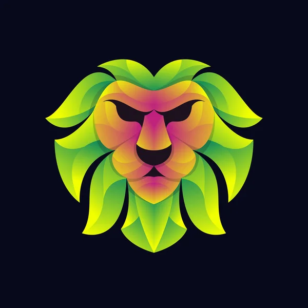 Vecteur Conception Logo Tête Lion Coloré — Image vectorielle