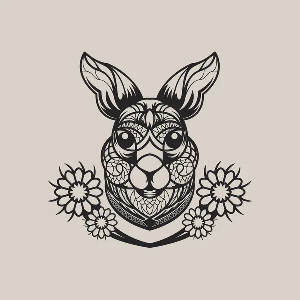 Тваринний Кролик Квітковою Лінією Вектор Дизайну — стоковий вектор