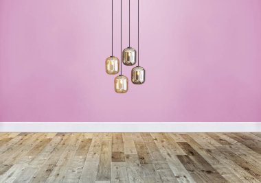 Taş duvar lambası modern iç dekorasyon odası boş. 3B illüstrasyon