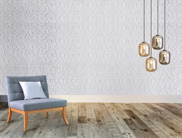 Sala Estar Vazia Decoração Interiores Lâmpada Moderna Piso Madeira Conceito — Fotografia de Stock