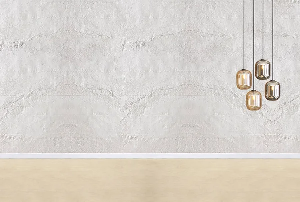 Leeg Interieur Met Houten Vloer Decoratieve Stenen Muur Illustratie — Stockfoto