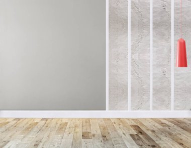 Modern parlak iç mekan ve lamba. 3B illüstrasyon