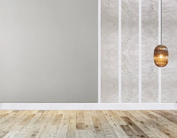 Empty Interior Design Wooden Floor Decorative Stone Wall Illustration — Stock Photo, Image