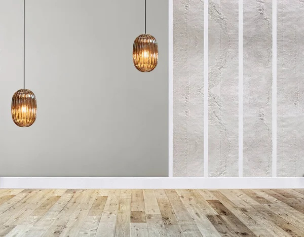 Diseño Interior Vacío Con Suelo Madera Pared Piedra Decorativa Ilustración — Foto de Stock