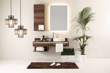 modern duvar temiz banyo tarzı ve iç dekoratif tasarım, modern lamba