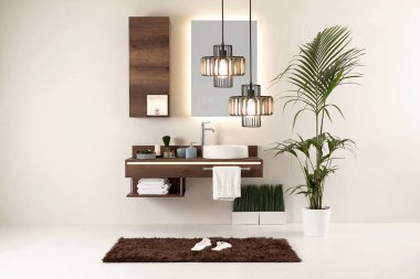 modern duvar temiz banyo tarzı ve iç dekoratif tasarım, modern lamba