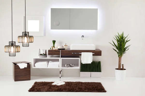 Modern Wall Clean Bathroom Style Interior Decorative Design Modern Lamp — Stock Photo, Image