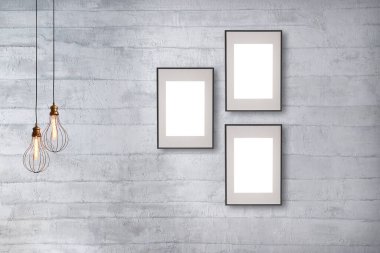 Parlak taş duvar iç tasarım ve modern lamba