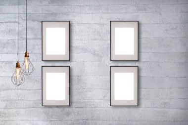 Parlak taş duvar iç tasarım ve modern lamba