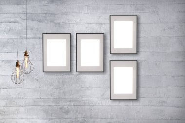 Parlak taş duvar iç tasarım ve modern lamba