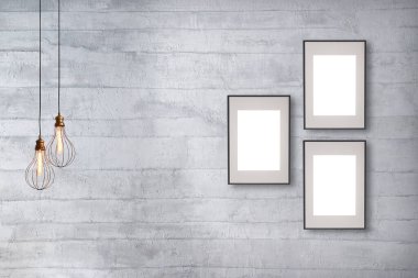 Gri taş duvar, ev, ofis, otel ve yatak odası için iç mimari, modern lamba.