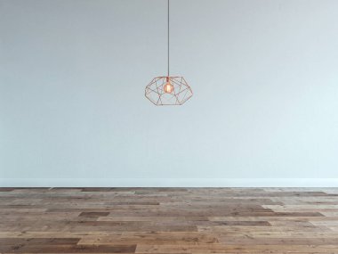 Parlak boş iç tasarım, taş duvar. 3 Boyutlu Çizim