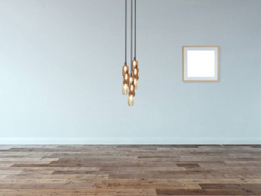 Parlak boş iç tasarım, taş duvar. 3 Boyutlu Çizim