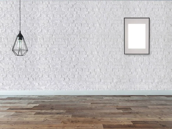 現代的な空の家のインテリアデザインとランプ 3Dイラスト — ストック写真