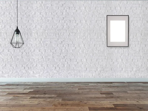 Modern boş ev iç mimarisi ve lamba. 3B illüstrasyon