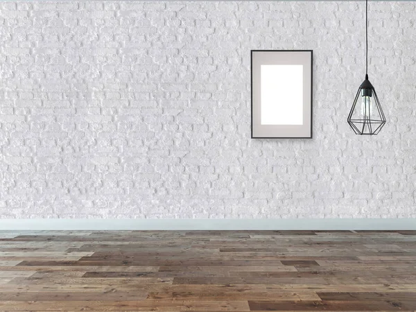 Modern boş ev iç mimarisi ve lamba. 3B illüstrasyon