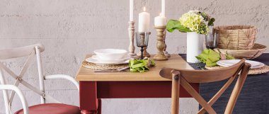 Yemek odası ve iç tasarım. Ev ofisi oteli için tasarlandı.