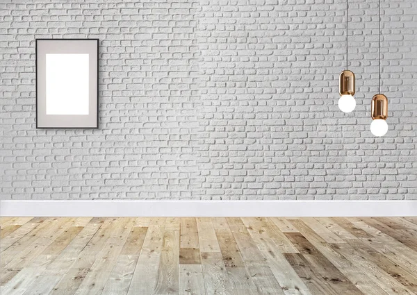 Дизайн Интерьера Кирпичной Каменной Стены Современная Лампа Дома Офиса Гостиницы — стоковое фото