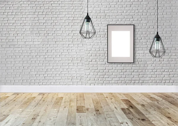 Lámpara Moderna Diseño Interior Pared Piedra Ladrillo Blanco Para Hogar —  Fotos de Stock