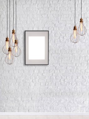Dekoratif beyaz taş duvar, ev, ofis, otel ve yatak odası için iç tasarım, modern lamba.