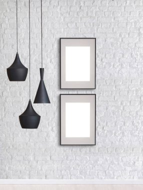 Modern lamba ve iç tasarım taş duvarda asılı.