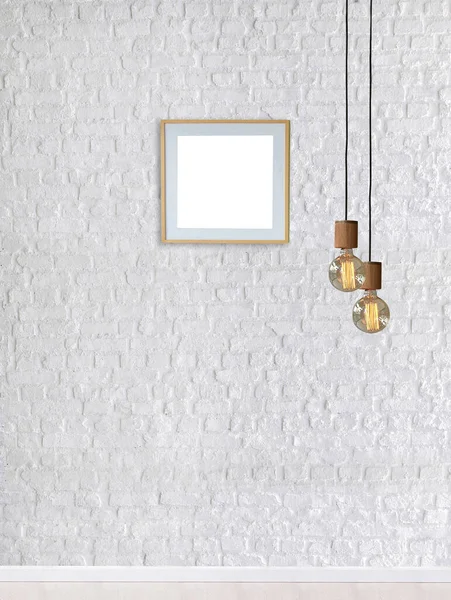 Helle Steinmauer Innenarchitektur Und Moderne Lampe — Stockfoto