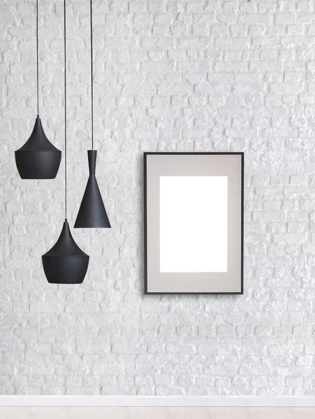 Moderne Lampe Und Innenarchitektur Hängen Der Steinwand — Stockfoto