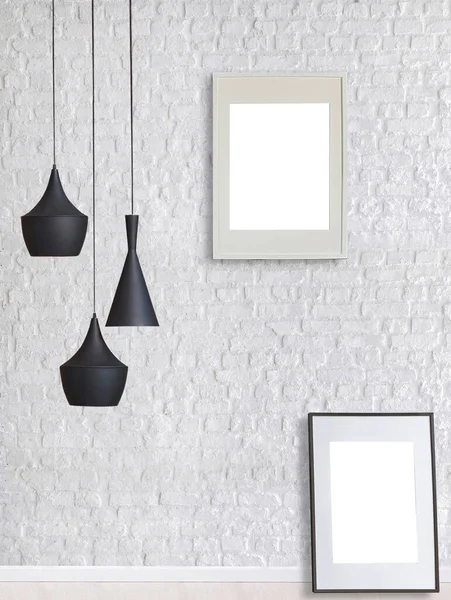 Moderní Lampa Design Interiéru Visí Kamenné Zdi — Stock fotografie