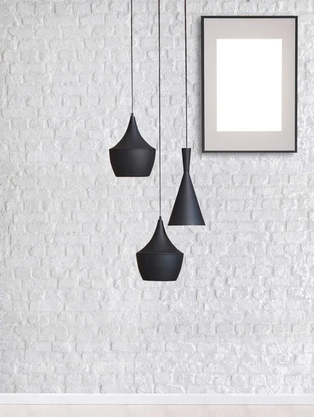 Lámpara Moderna Diseño Interiores Colgando Pared Piedra —  Fotos de Stock