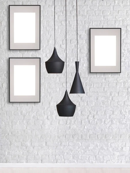 Lámpara Moderna Diseño Interiores Colgando Pared Piedra —  Fotos de Stock
