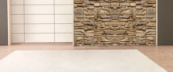 装飾的な石の壁 オフィス ホテル ベッドルームのインテリアデザイン — ストック写真