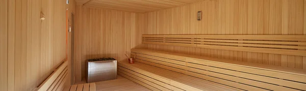 Modern Empty Interior Design Wooden Floor Sauna Stock Picture